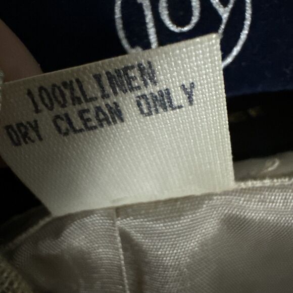 Harris Wallace Women’s Oatmeal Linen Jacket Floral Appliqué Petite Size M PM - Picture 9 of 9